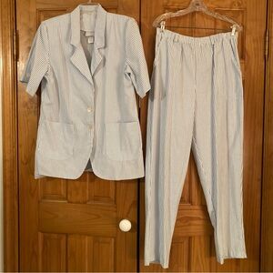 EUC Vintage Blair Pantsuit Blazer Jacket and Pull On Pants Set Size M